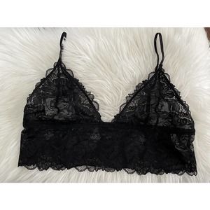 Free People Intimately Everyday Lace Longline Bralette Black FP Movement Size L